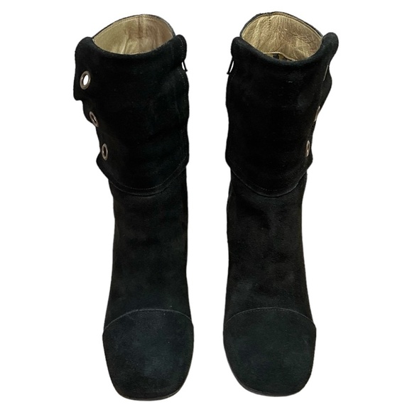 FLY LONDON Black Genuine Suede Leather Texafly Boot Side Zip US Sz 8 Euro Sz 38 - Picture 2 of 7